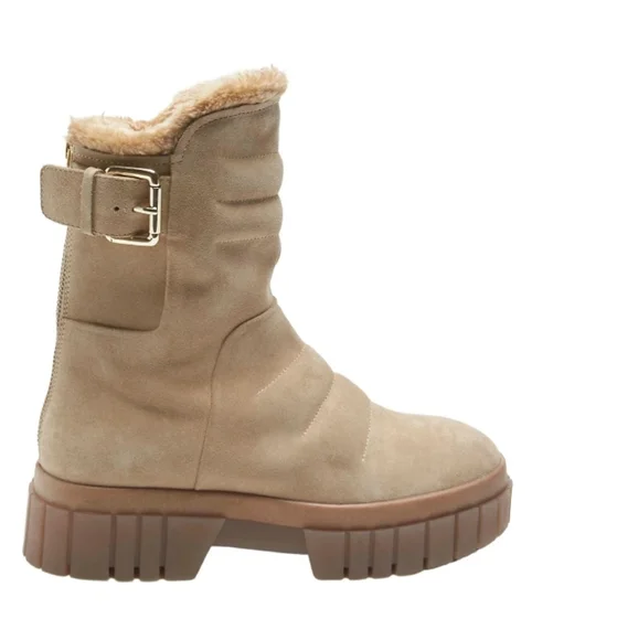 FREE PEOPLE Fable Faux-Fur-Lined Sand-Suede Boots Size 7 - Picture 5 of 16